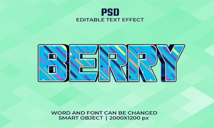 PSD texto editable en 3d de las bayas