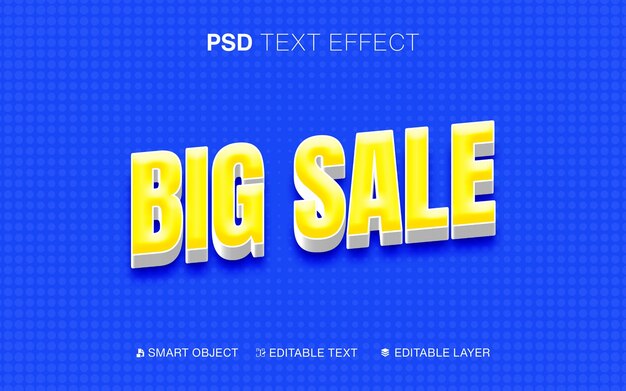Texto editable en 3D Efecto de texto de gran venta para los negocios