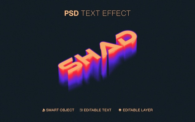 Texto editable en 3D Efecto de texto isométrico de fusión de sombras borrosas