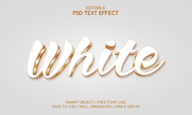 PSD texto editable blanco con efecto dorado con objeto inteligente