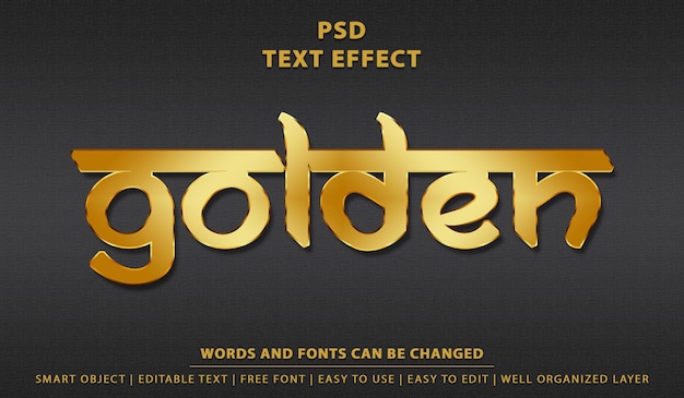 texto editable en color dorado con fuente elegante