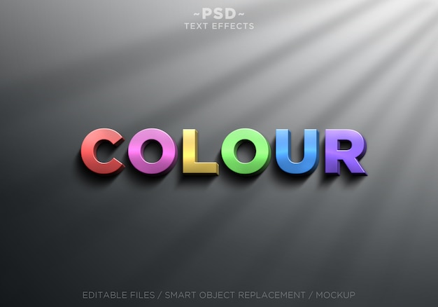 PSD texto editable de efectos de color realistas 3d