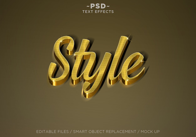 PSD texto editable de los efectos de oro del estilo realista 3d