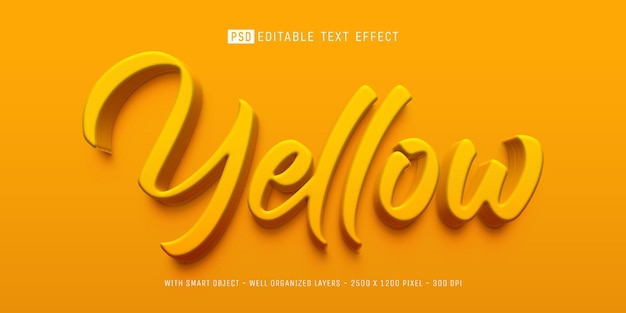 Texto editable estilo amarillo con efecto 3d