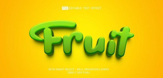 PSD texto editable estilo fruta con efecto 3d