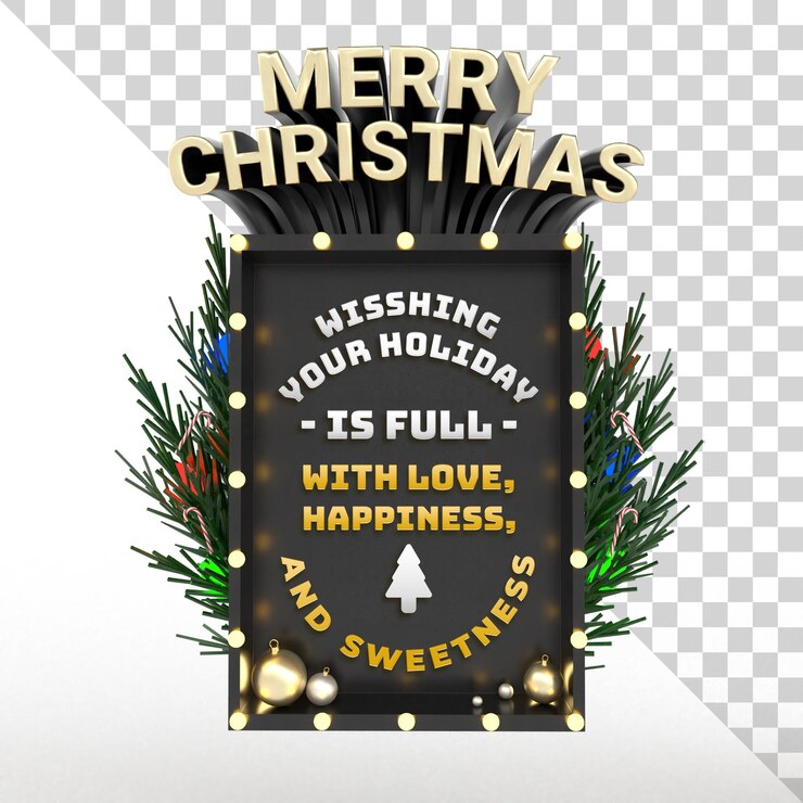 PSD texto editable de evento de vacaciones de objeto aislado de feliz navidad 3d con diseño de corona y lámpara