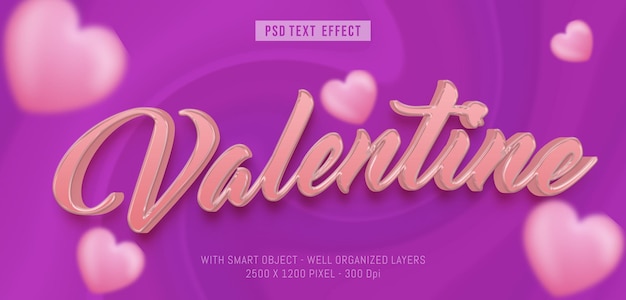 Texto editable san valentin con efecto estilo 3d