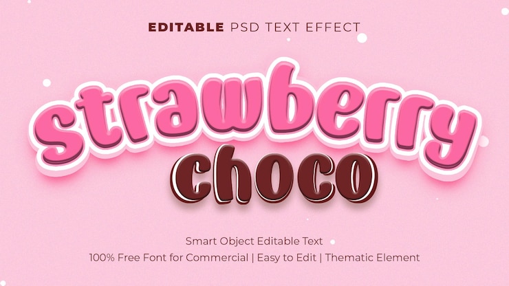 PSD texto editável bonito choco de morango