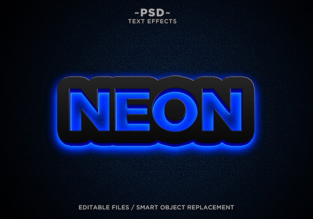 Texto editável de efeitos de néon azul preto