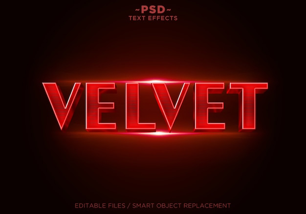 Texto editável de efeitos de veludo vermelho 3D
