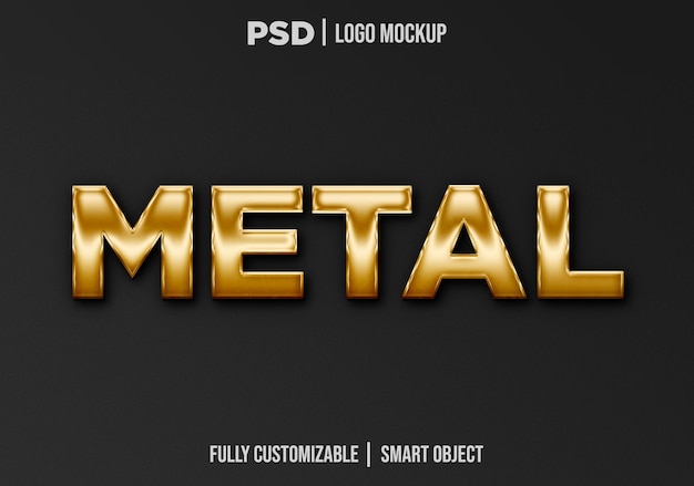 Texto editável de metal dourado com fundo preto feito com arquivo psd do photoshop