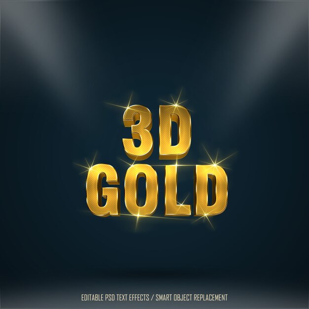 Texto editável do efeito 3D de ouro 1