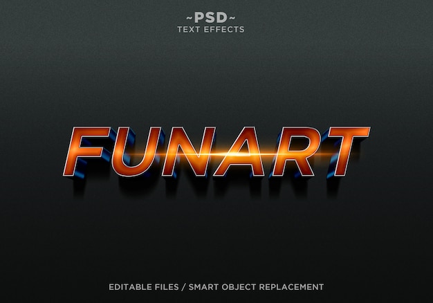 Texto editável do efeito laranja de 3D Funart