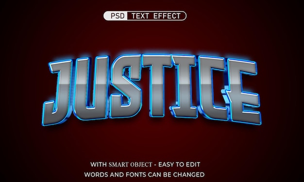 texto editável efeito de justiça estilo 3d
