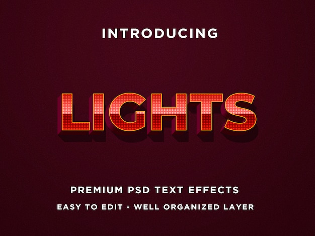 PSD texto editável effect - lights dotted red metal style