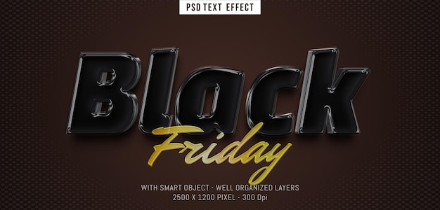 PSD texto editável sexta-feira negra com estilo 3d de efeito