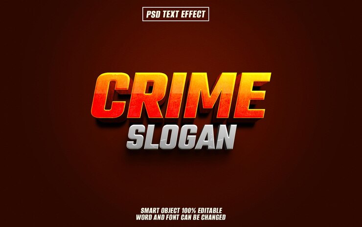 PSD texto de efecto de crimen fuente tipografía editable texto en 3d