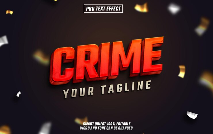 PSD texto de efecto de crimen fuente tipografía editable texto en 3d