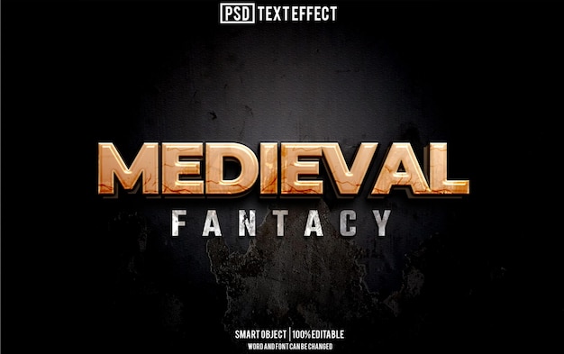 texto de efecto medieval fuente tipografía editable texto en 3D