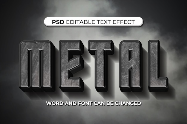 PSD texto efecto metal 3d editable