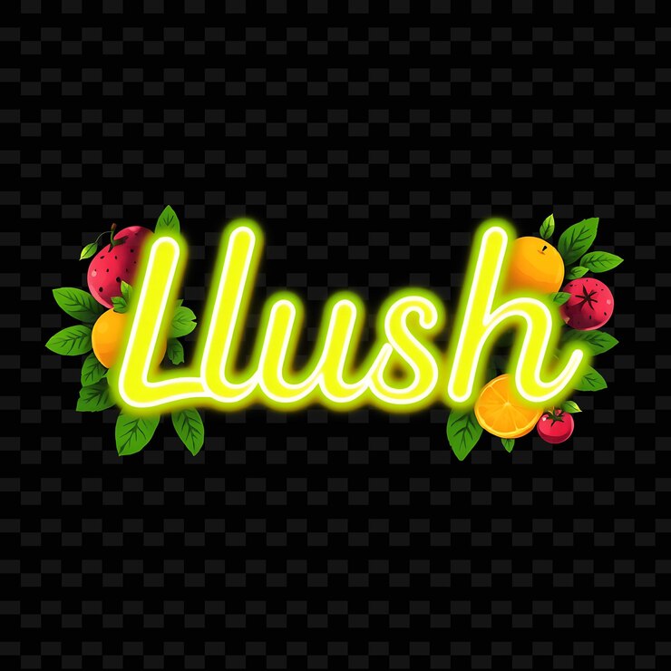 PSD texto exuberante luminoso en verde neón decorado con frutas exuberantes y tipografía deliciosa de neón verde designe