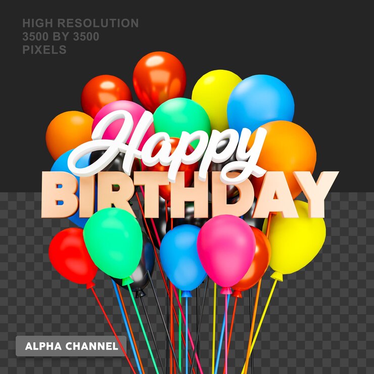 PSD texto de feliz cumpleaños de renderizado 3d