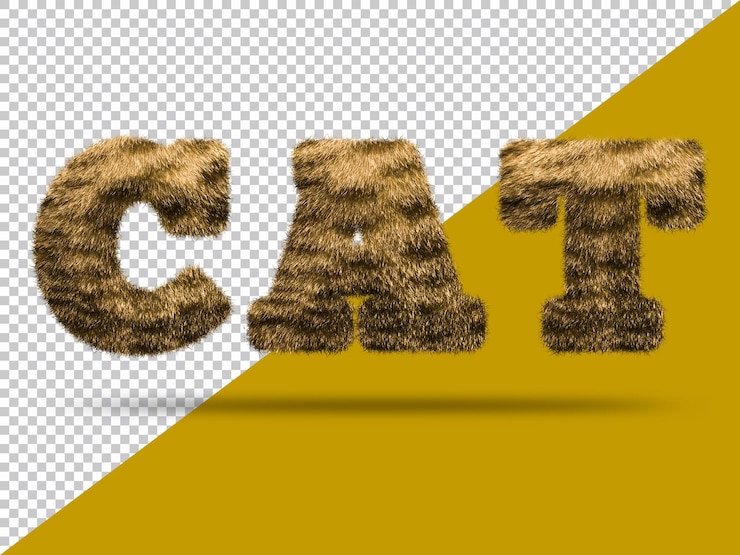 PSD texto de gato con piel 3d realista