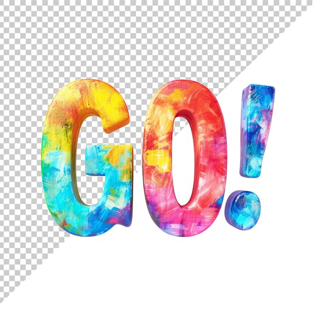 PSD texto go 3d com fundo transparente