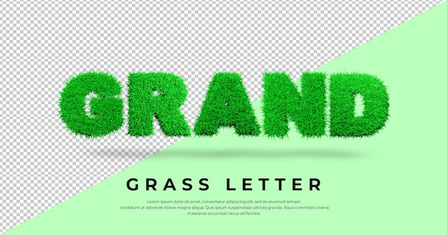 Texto de gran carta con diseño de hierba 3d