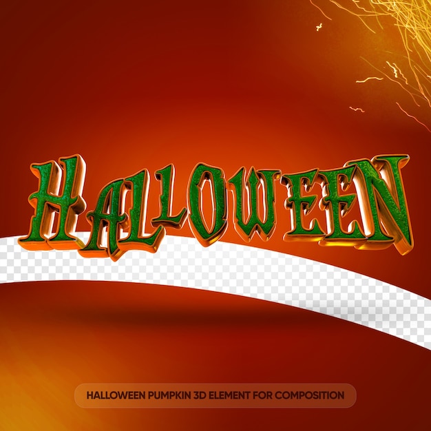 PSD texto de halloween 3d para plantilla de composición