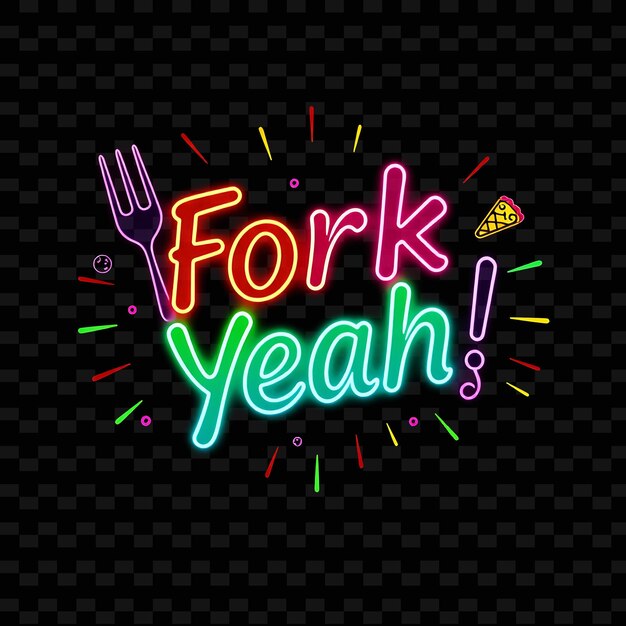 El texto se irradia con neón multicolor decorado con F Neón Tipografía deliciosa Designo