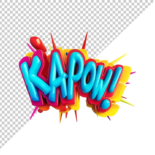 PSD texto kapow 3d con fondo transparente