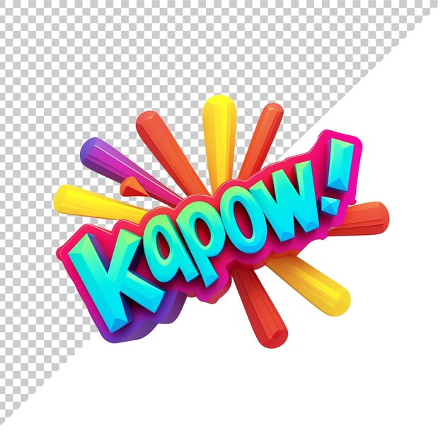 PSD texto kapow 3d con fondo transparente