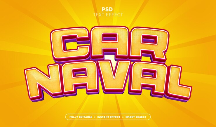 PSD texto del logotipo del carnaval editable en 3d