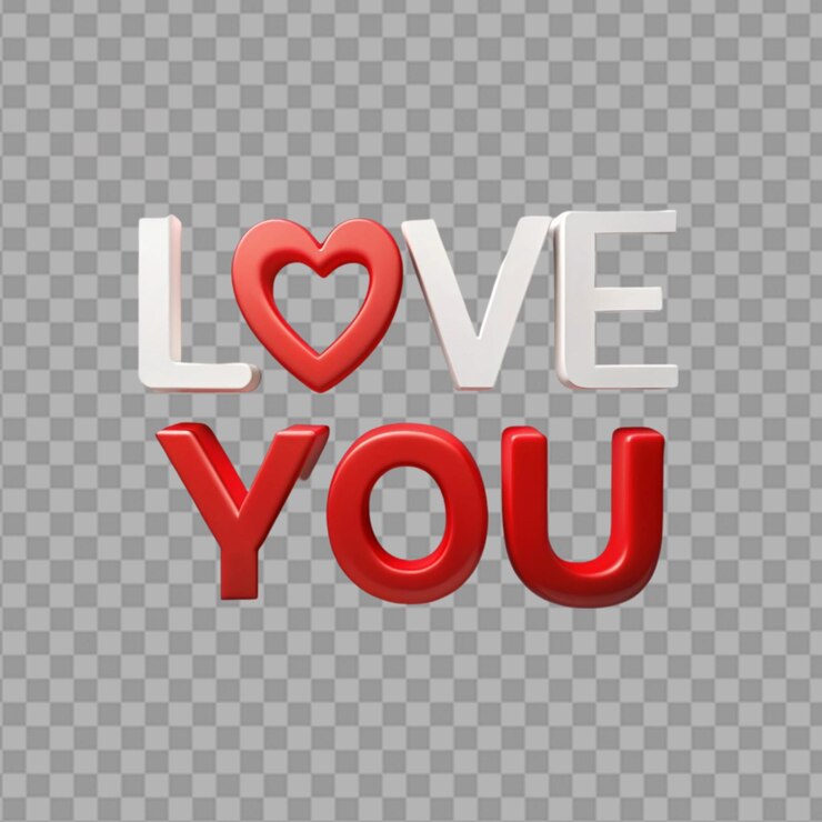 PSD el texto love you en un fondo transparente