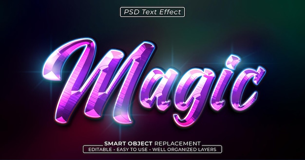 PSD texto mágico brillo efecto de texto de estilo 3d editable