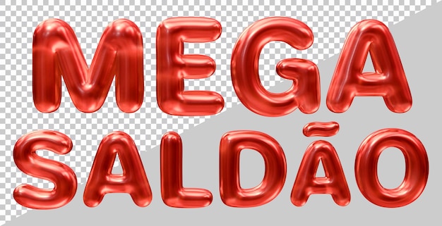 Texto de mega venta en portugués brasileño con estilo moderno 3d
