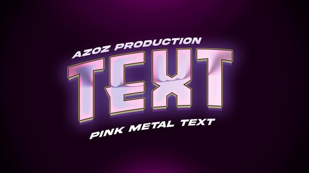 PSD texto de metal rosado en 3d