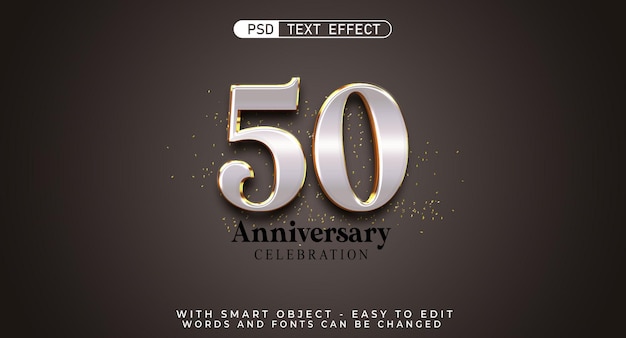 Texto moderno 3d Contexto de la celebración del 50 aniversario