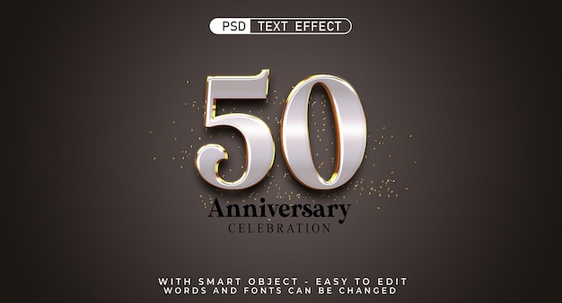 PSD texto moderno 3d contexto de la celebración del 50 aniversario