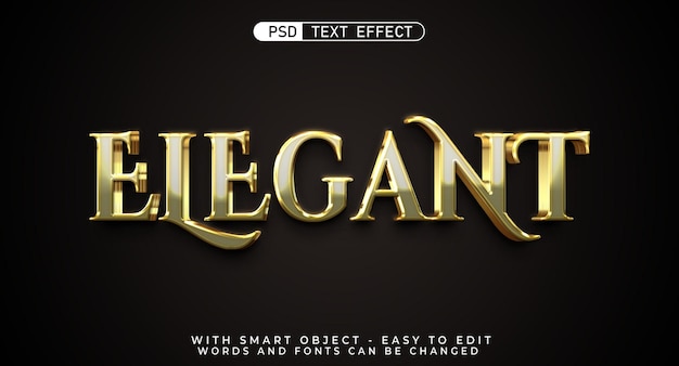 Texto moderno em 3D estilo de fonte elegante e editável
