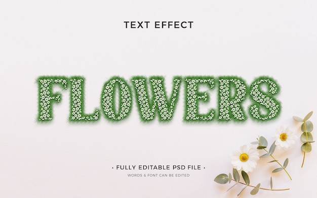 PSD texto natural com lindas flores