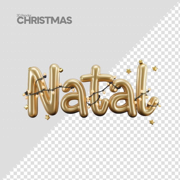 El texto de Navidad dorado en 3D se hace realista