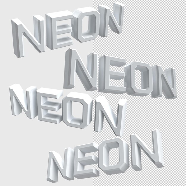 Texto de neón Alfabeto Conjunto 3D Render ilustración