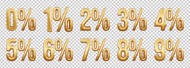 Texto de número de oferta de descuento de oro 3d o texto de número de oferta 3d