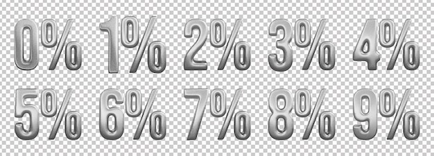 Texto de número de oferta de descuento de plata 3d o texto de número de oferta 3d