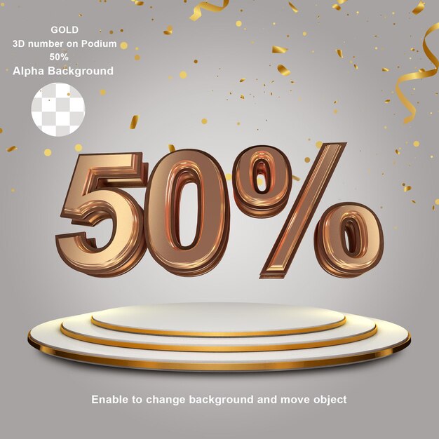 Texto de oro 3D 50 por ciento