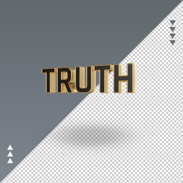 PSD texto de oro negro de la verdad 3d que representa la vista derecha