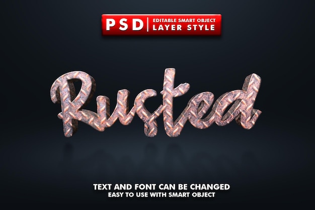 Texto oxidado efecto de texto realista psd premium