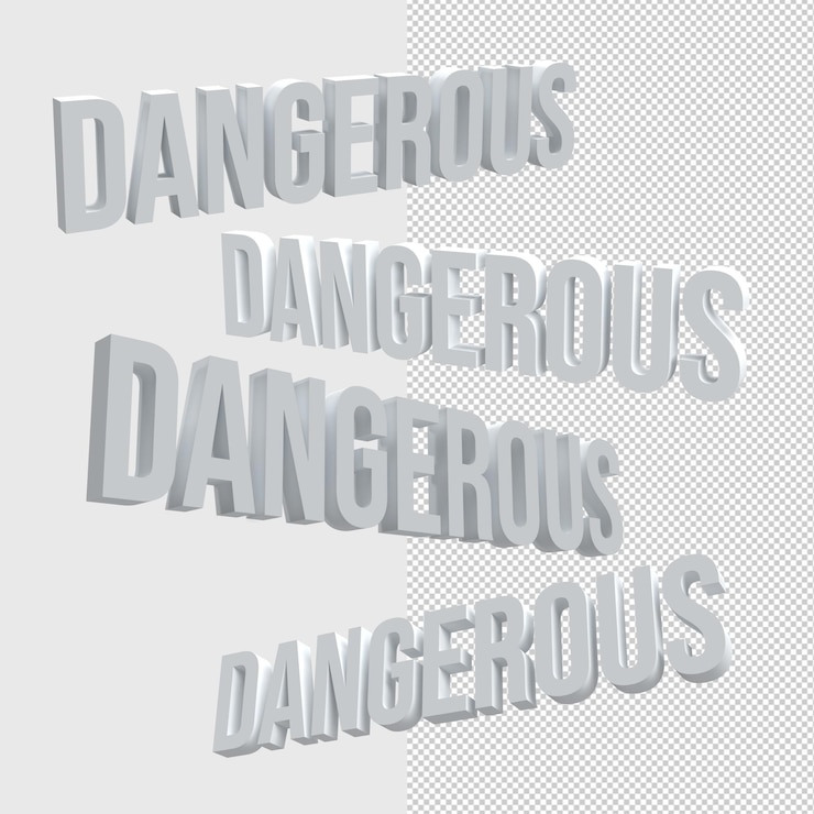 PSD texto peligroso alfabeto conjunto 3d render ilustración